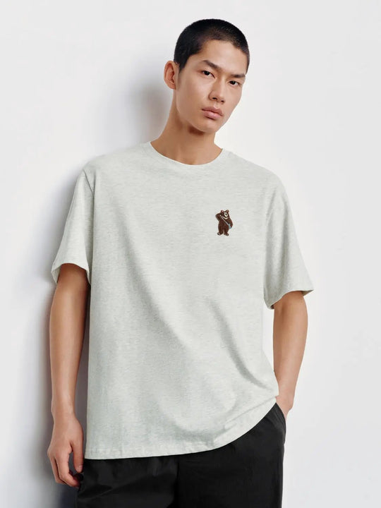 T-shirt oversize in cotone a maniche corte con ricamo e collo rotondo