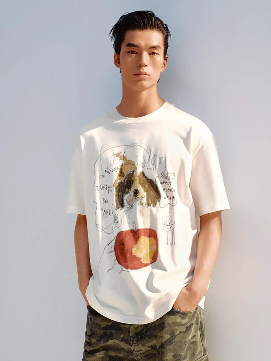 T-shirt in cotone a maniche corte con stampa e scollo rotondo dal taglio regolare