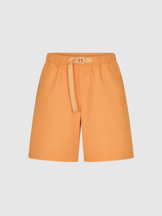 Belted Front Pocketed Stretch Relaxed Shorts