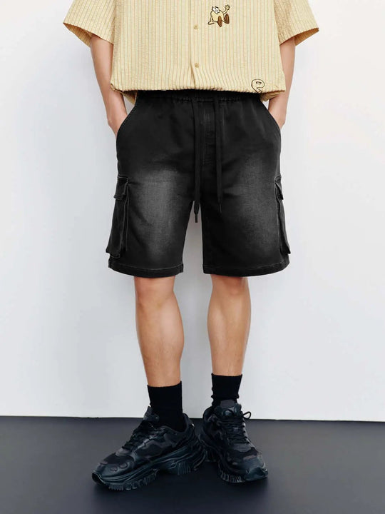 Jeans-Shorts mit Kordelzug und Klappentaschen