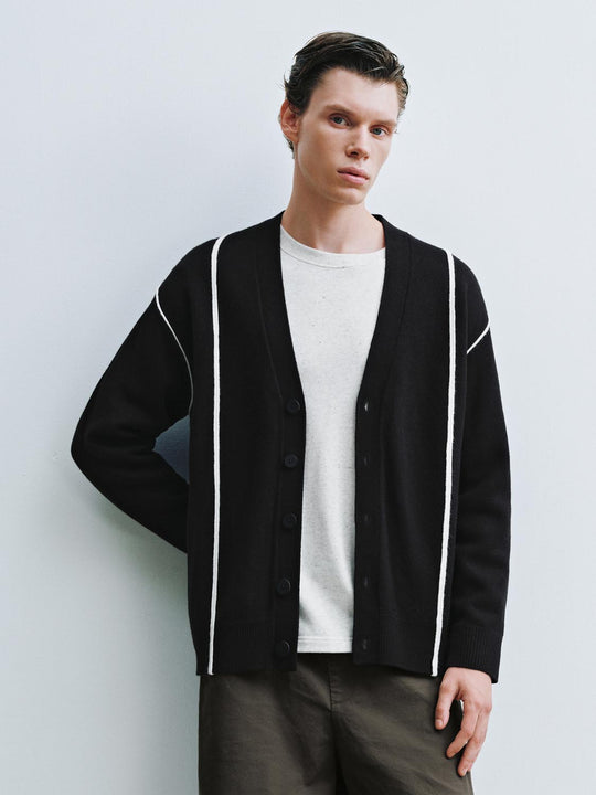 Contrast V-Neck Knitted Cardigans