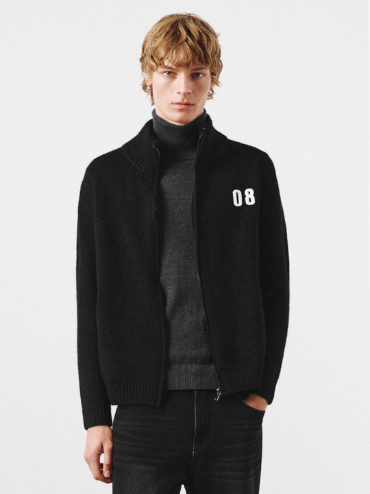 Embroidered High Neck Knitted Cardigans