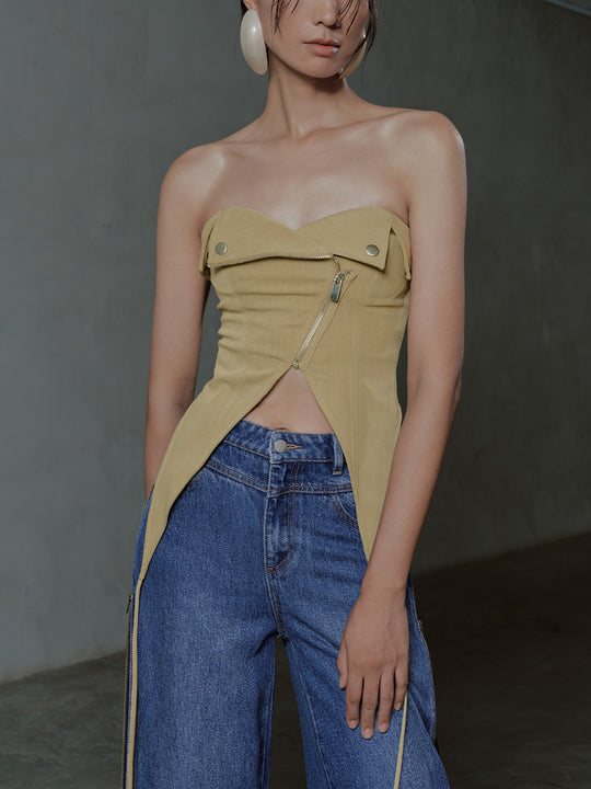 Bandeau-Tops mit Reißverschluss vorne