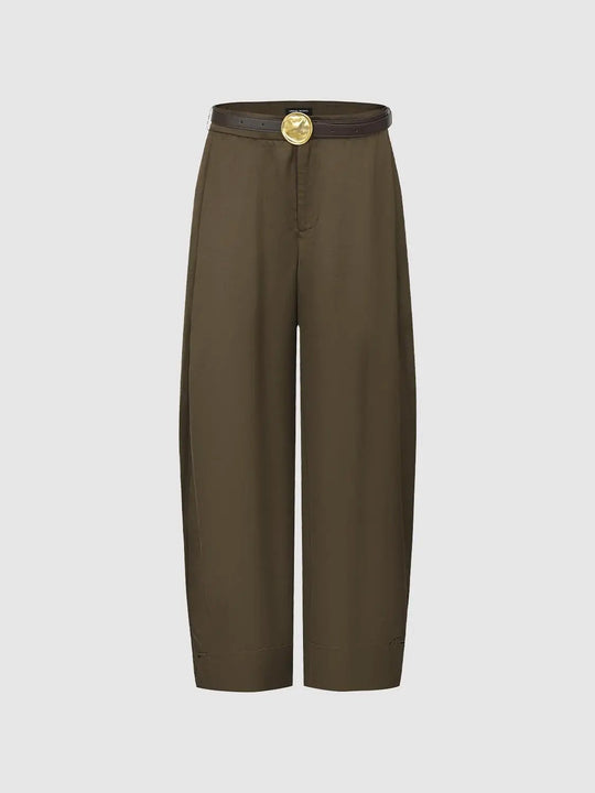 Wide Leg Linen Blend With Belt Medium Stretch Comfort Jogger Pants