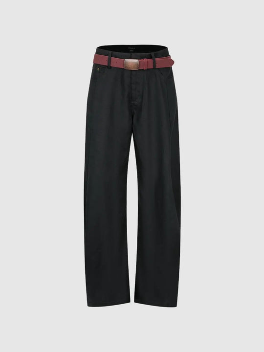 Belted Low-rise Wide-leg Tailored Pants