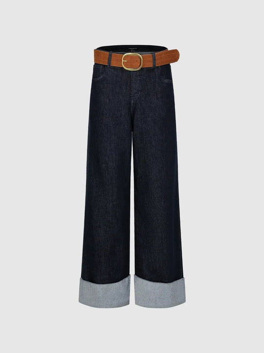 Wide-Leg Cotton Lyocell Blend Jeans