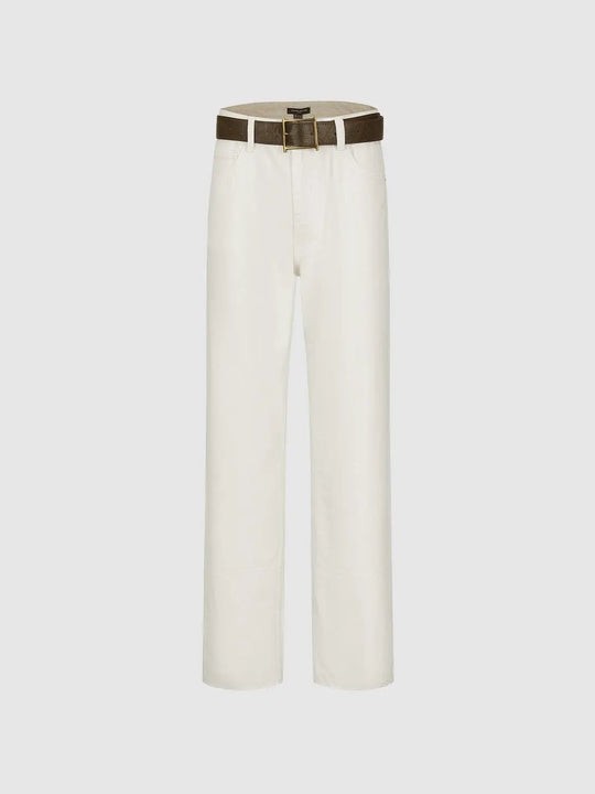 Relaxed Lined Belted Casual Cotton Pants