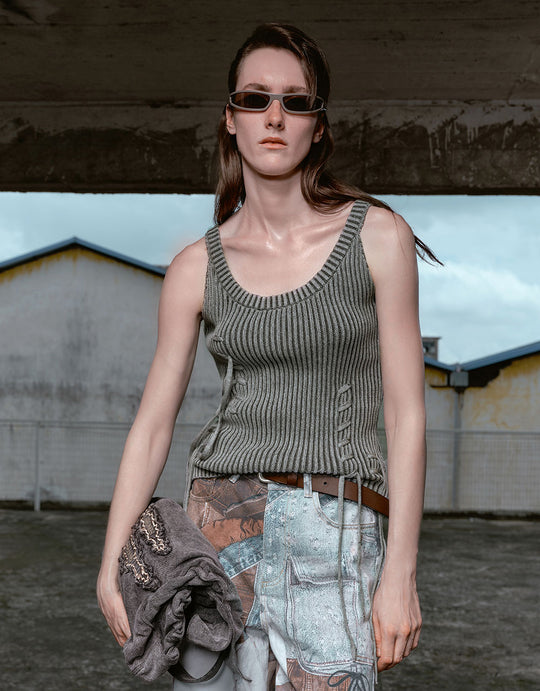 Débardeur tricoté à col en U