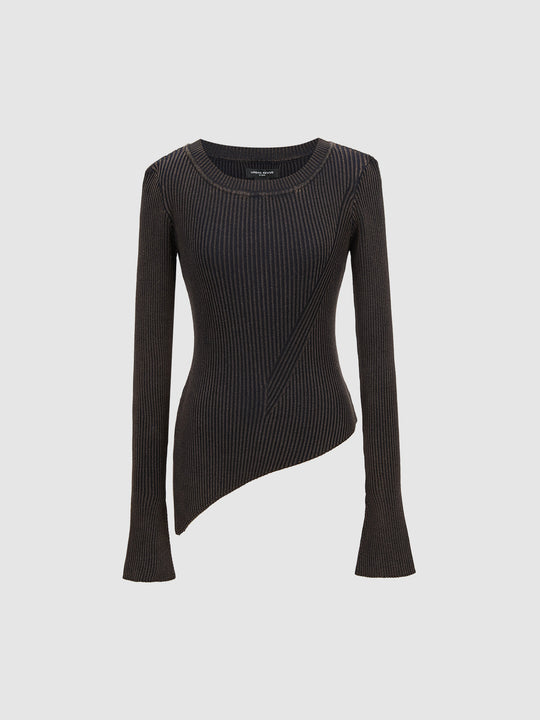 Crew Neck Skinny Knitted T-Shirt