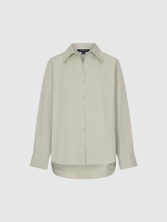 Long Sleeve Shirt Collar Regular Fit Asymmetric Hem Shirt