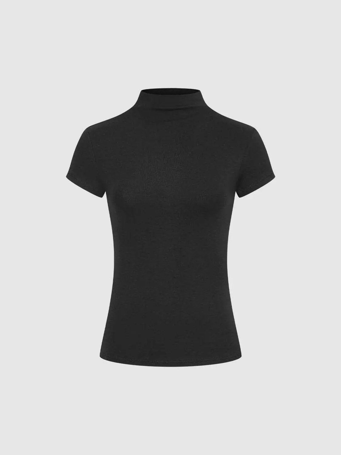 Modal-knit T-shirt by Urban Revivo Fashion in black with a smooth finish and mid-weight silhouette