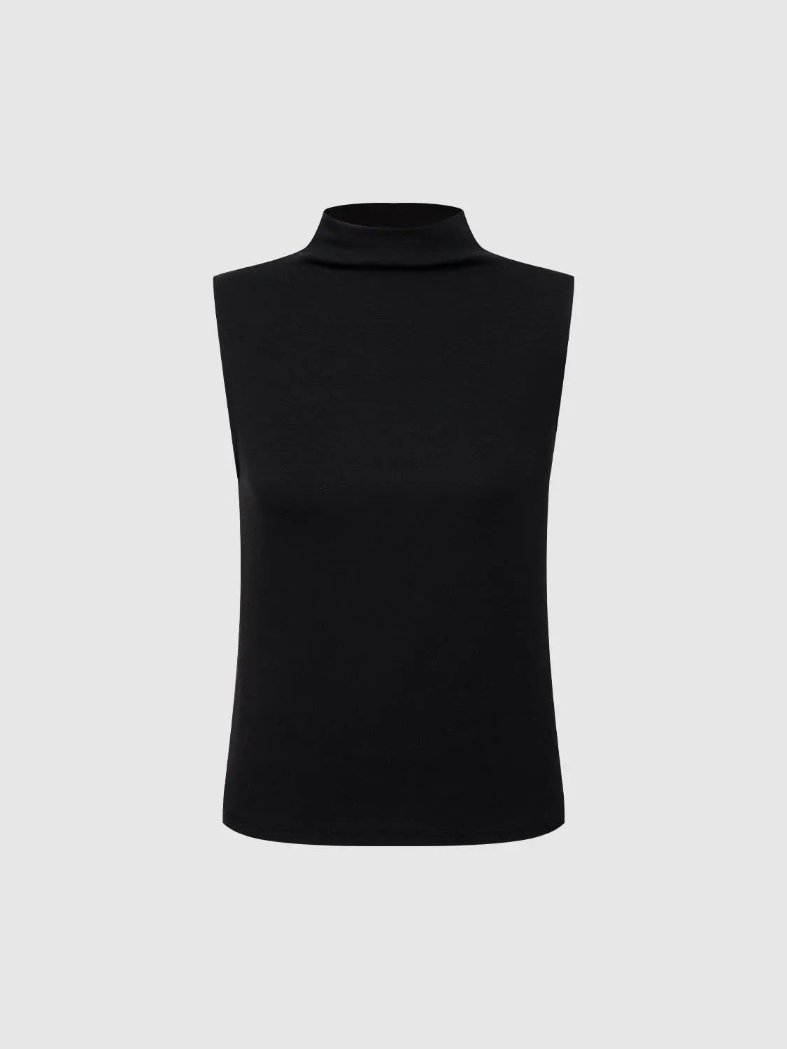 Tank Top, black sleeveless high-neck style for everyday wear