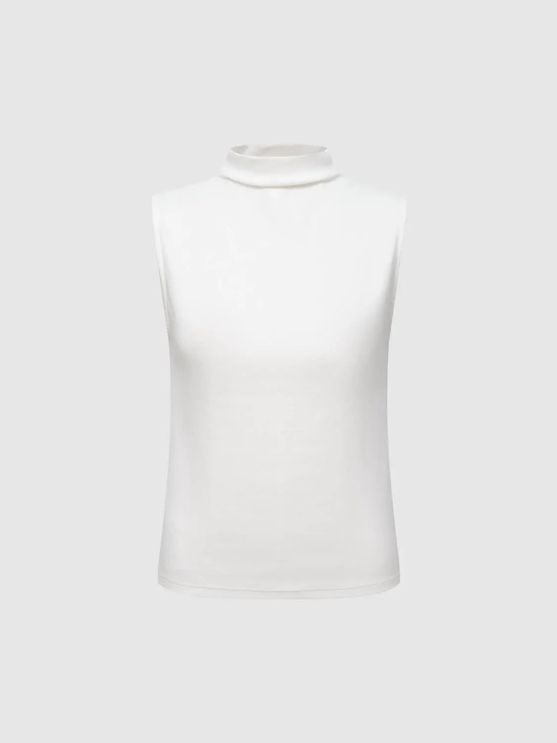 Tank Top by Urban Revivo Fashion, white sleeveless high-neck design