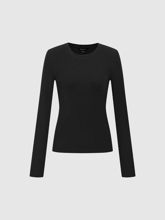 Fitted Crew Neck Long Sleeve T-Shirt