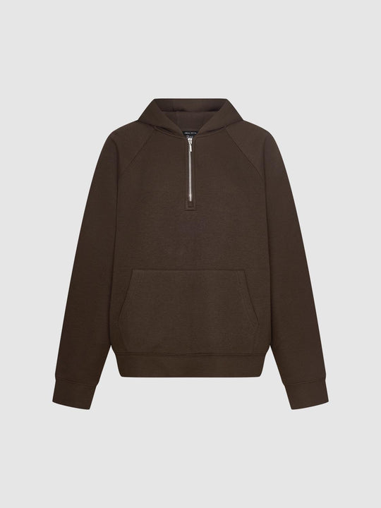Cotton Blend Half-zip Raglan Long Sleeve Hoodie