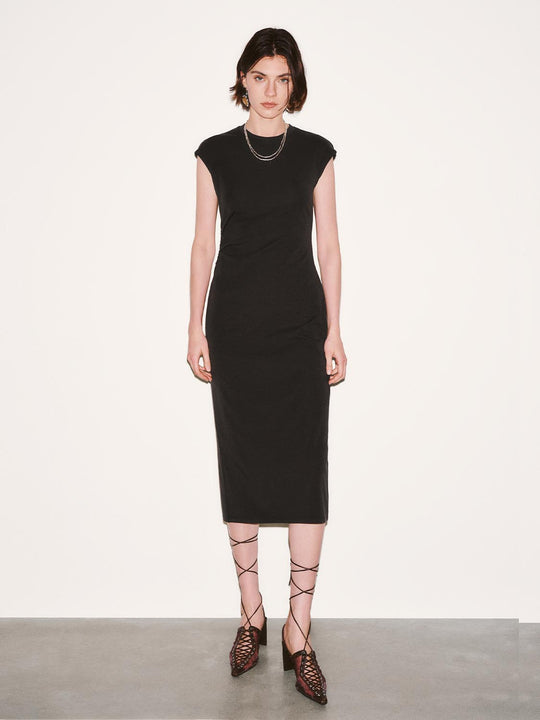 Capped Sleeve Skinny Fit Midi Dresses