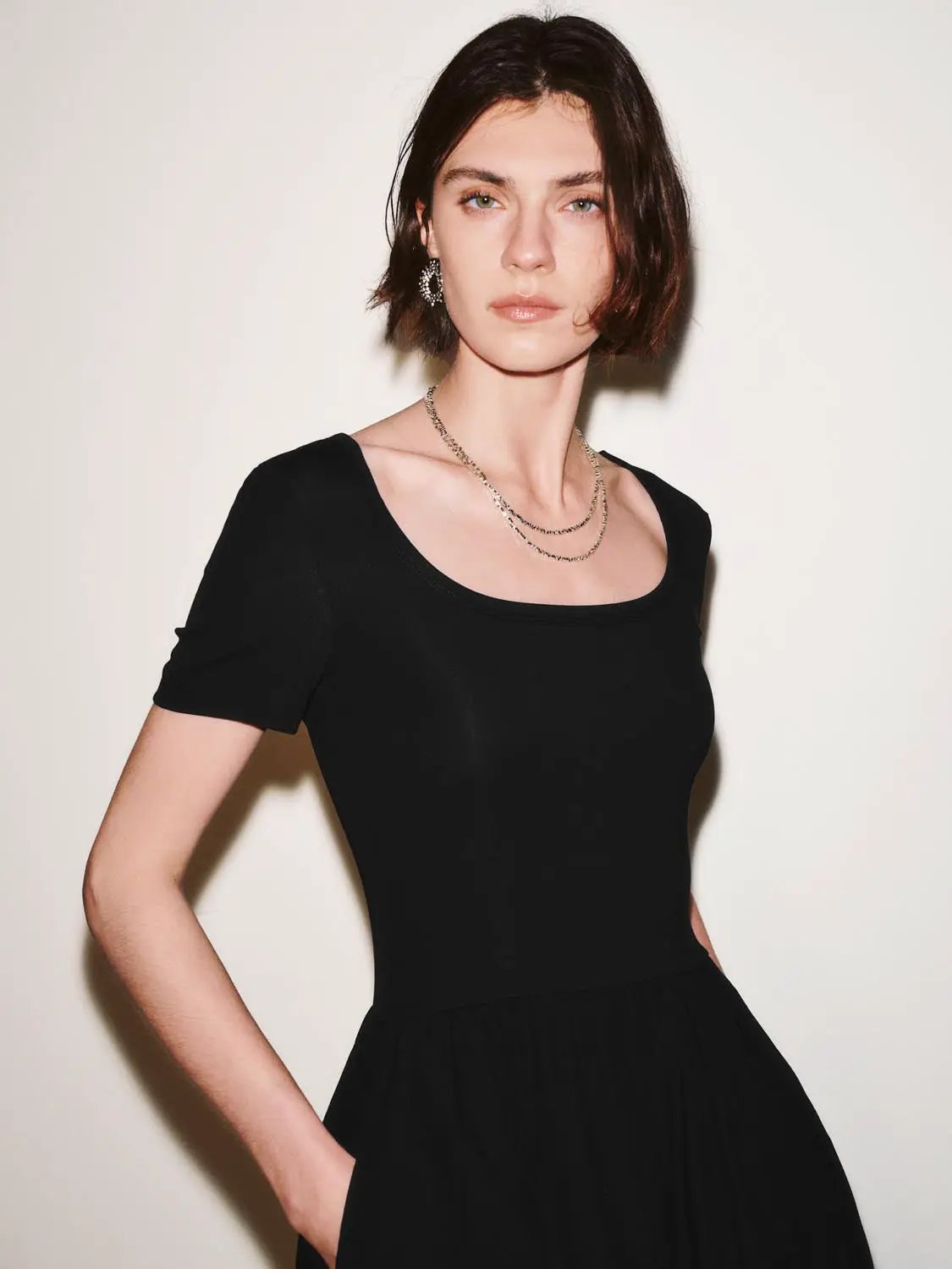 Square Neck A-Line Midi Dresses by Urban Revivo Fashion