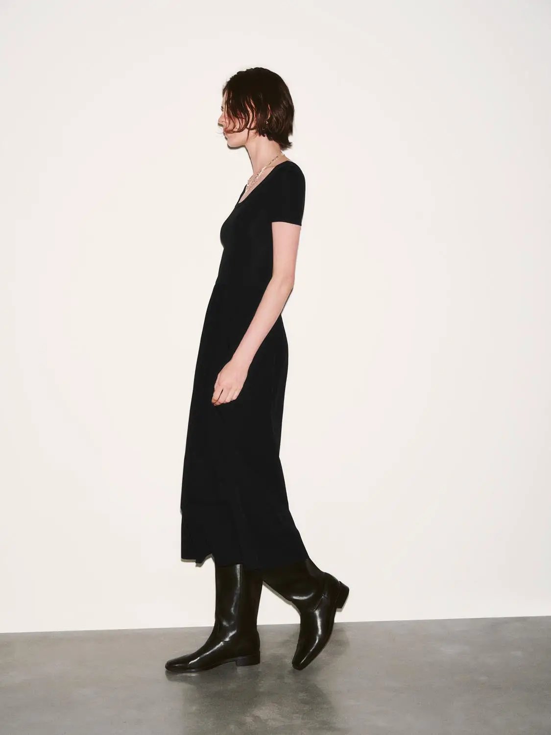 Square Neck A-Line Midi Dresses by Urban Revivo Fashion