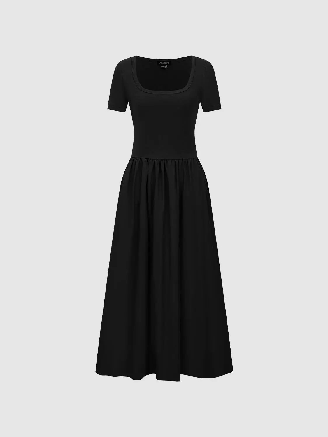 Square Neck A-Line Midi Dresses by Urban Revivo Fashion