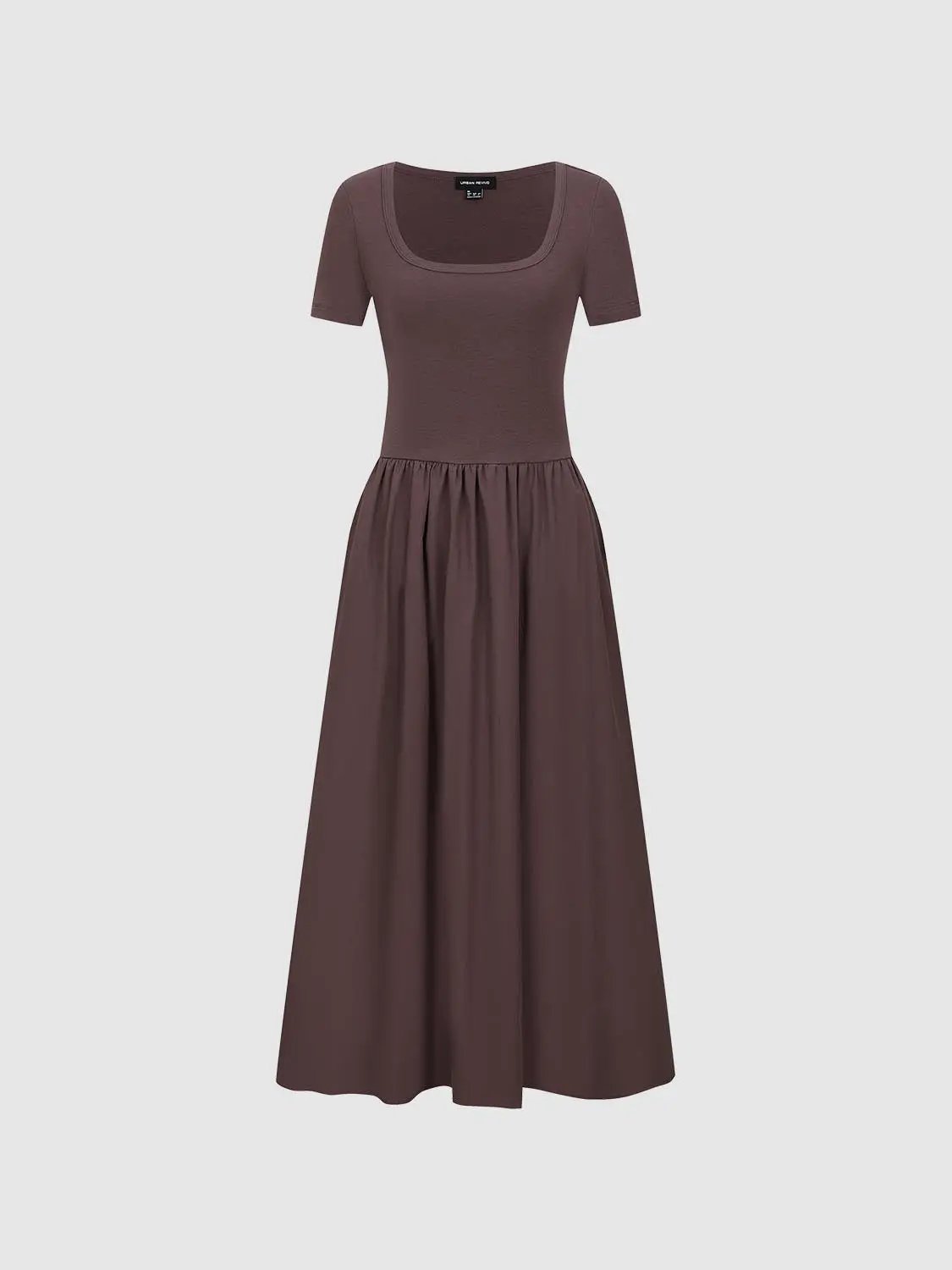 Square Neck A-Line Midi Dresses by Urban Revivo Fashion