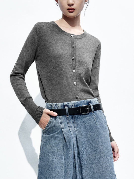 Knopf-Oben Rundhals Gestrickte Cardigans