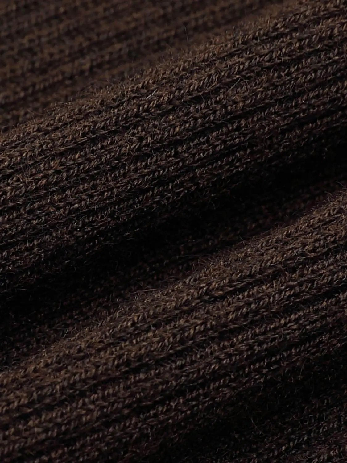 Slim Ribbed Button Front Long Sleeve T-Shirt in dark brown knit fabric