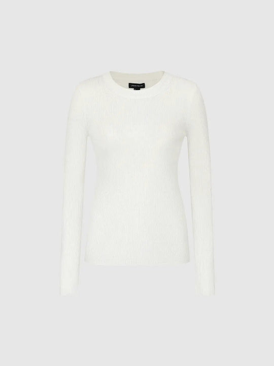 Ribbed Fitted Long Sleeve Crew Neck T-Shirt