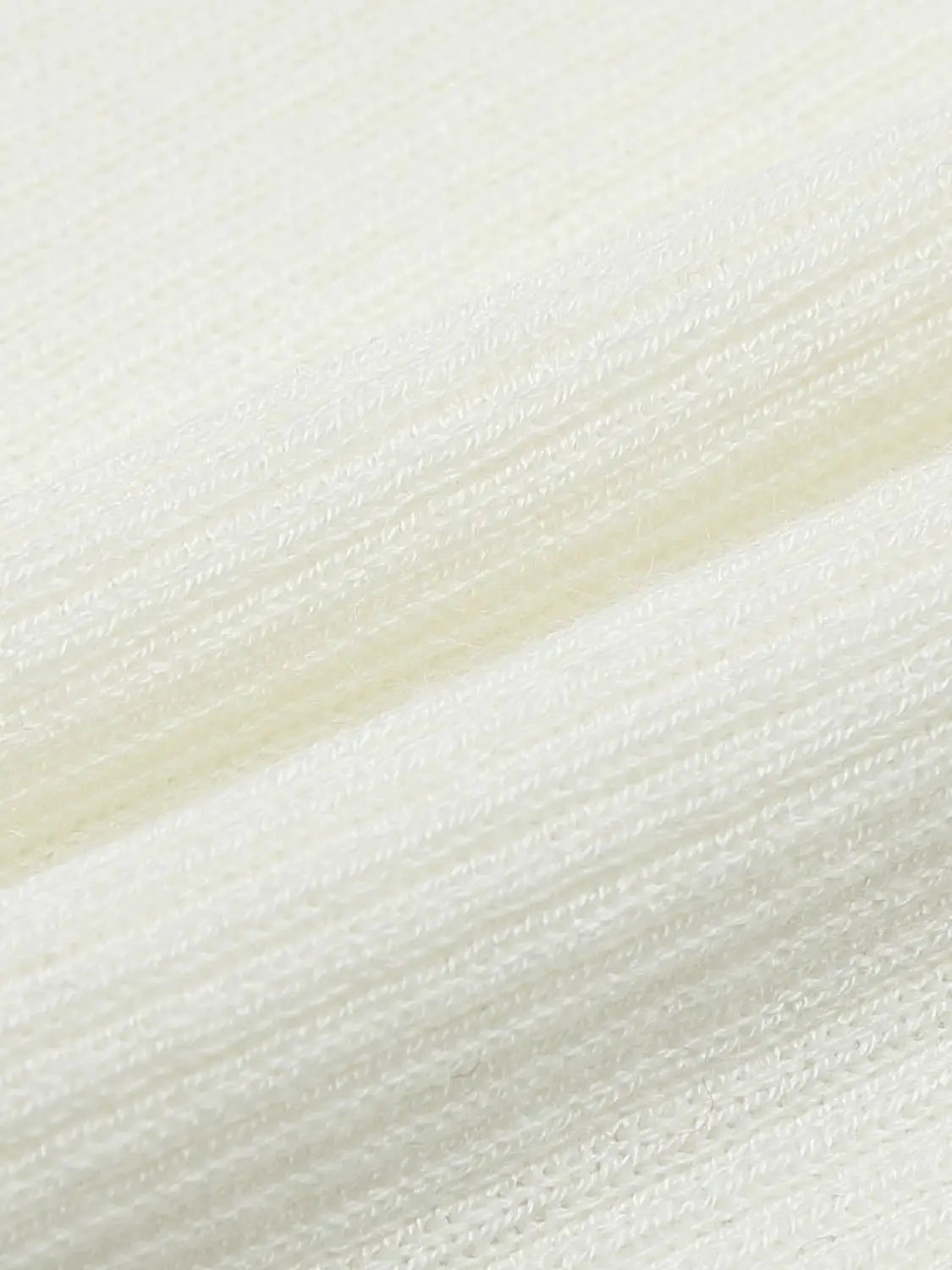Ribbed fitted long sleeve crew-neck T-shirt knitted fabric in white