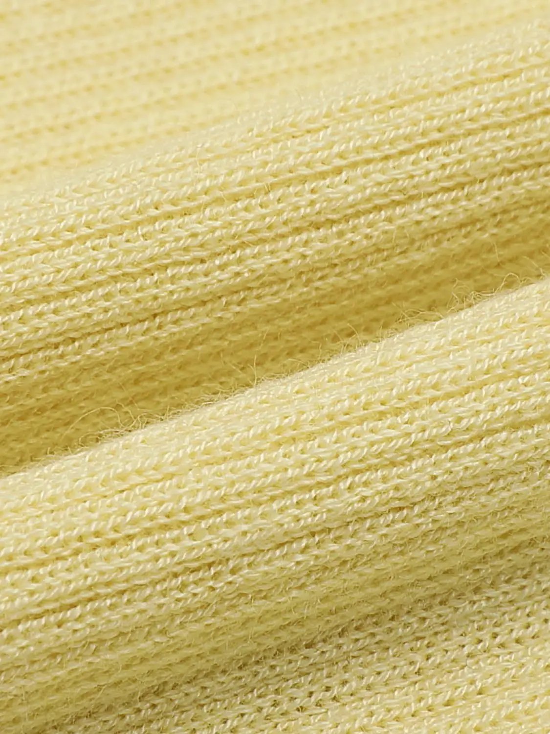 Ribbed fitted long-sleeve crew-neck T-shirt in yellow knitted fabric