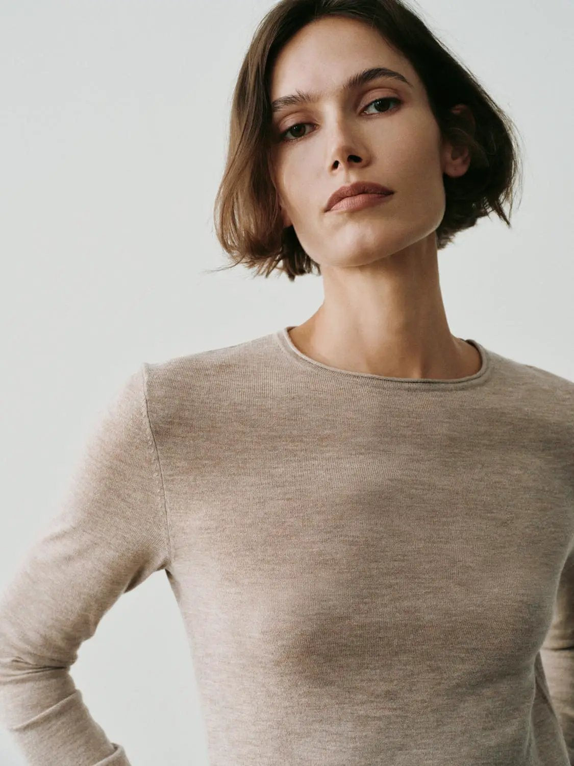 Knit T-Shirt beige knitted top by Urban Revivo Fashion