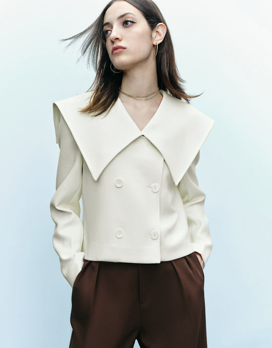 Chaqueta recta cruzada doble botonadura