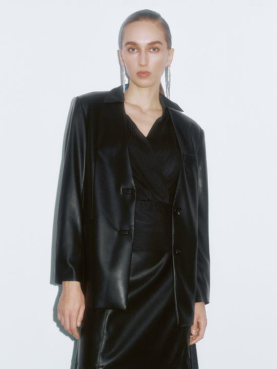 Blazer in pelle larghi