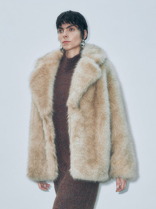 Notched Collar Fur Jackets