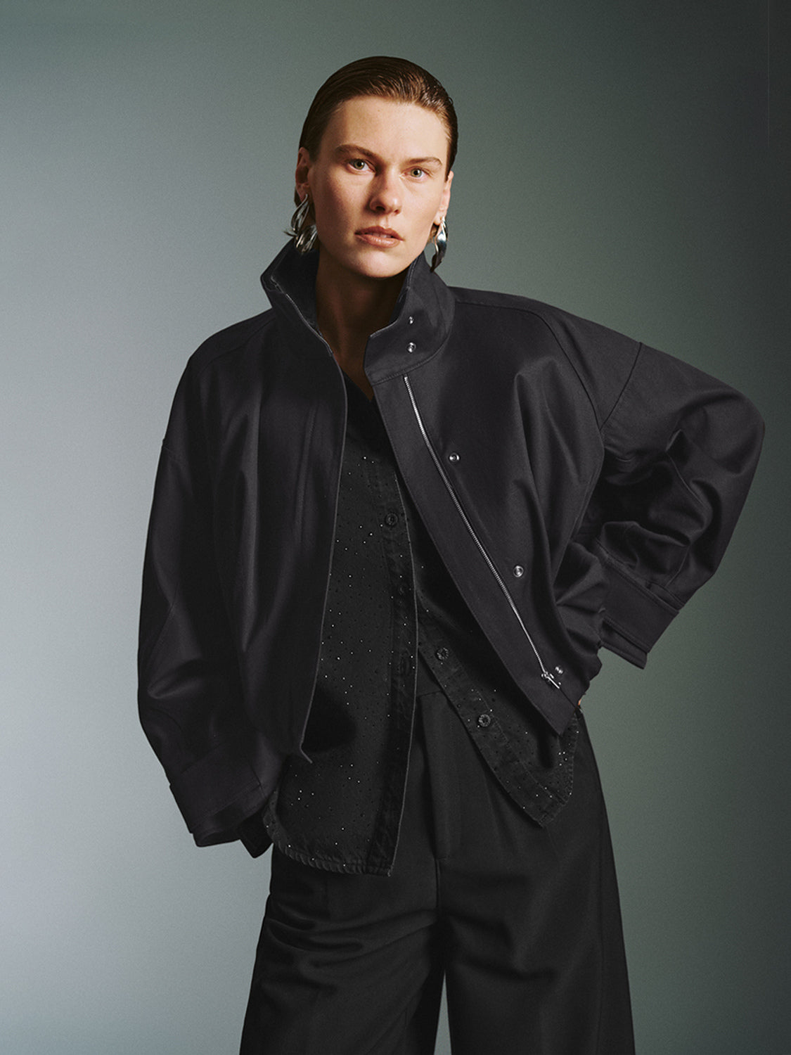 Cropped Zip Up Front Jackets