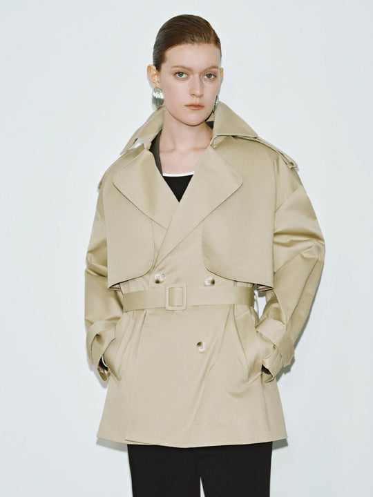 Notch Collar Belted Trench Coats