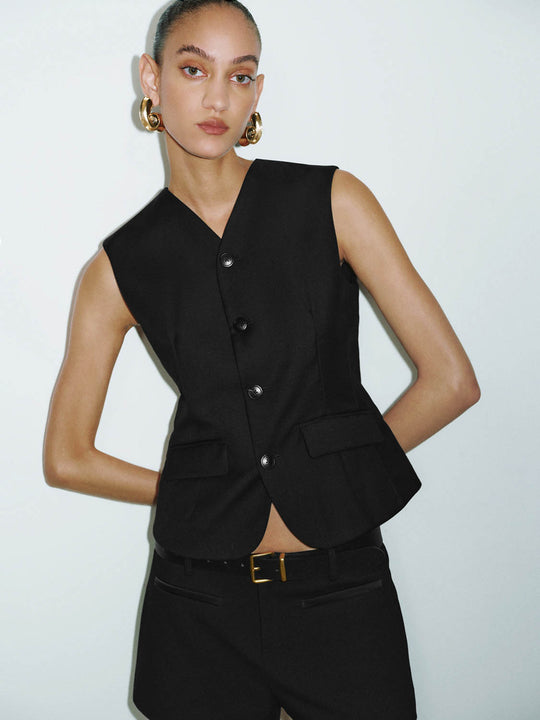 Cap Sleeve Wool Blend Vests