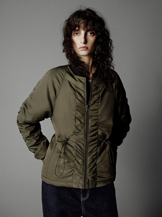 Drawstring Crew Neck Down Jackets