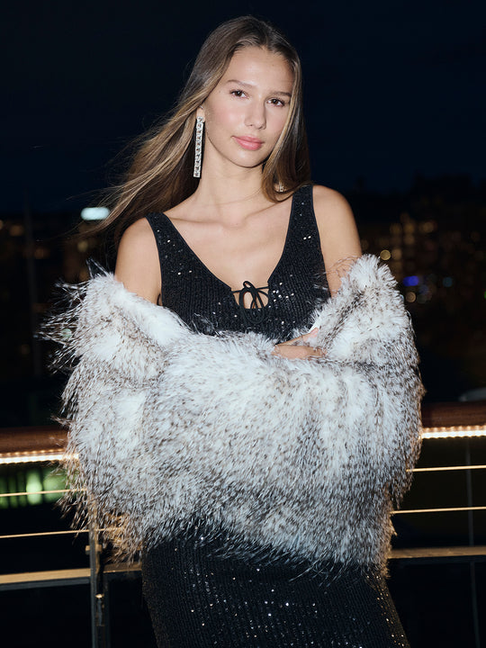 Crew Neck Faux Fur Coats