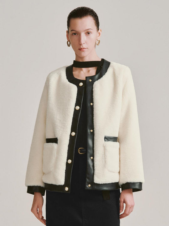 Contrast Trim Crew Neck Jackets