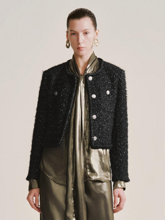 Tailored Cropped Brushed Tweed Jackets