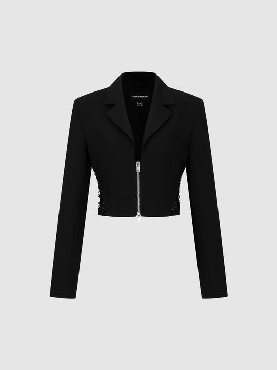 Lapel Zip-Up Skinny-Fit Jackets