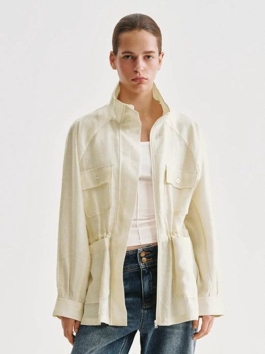 Stand Collar Lyocell With Chest Pockets Jacket
