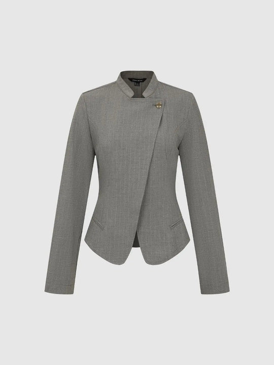 Veste portefeuille asymétrique à col mao et manches longues