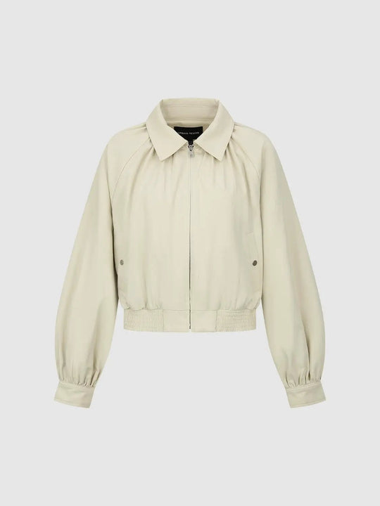 Langärmlige Jacke aus Baumwollmischung mit Reißverschluss vorne und Hemdkragen