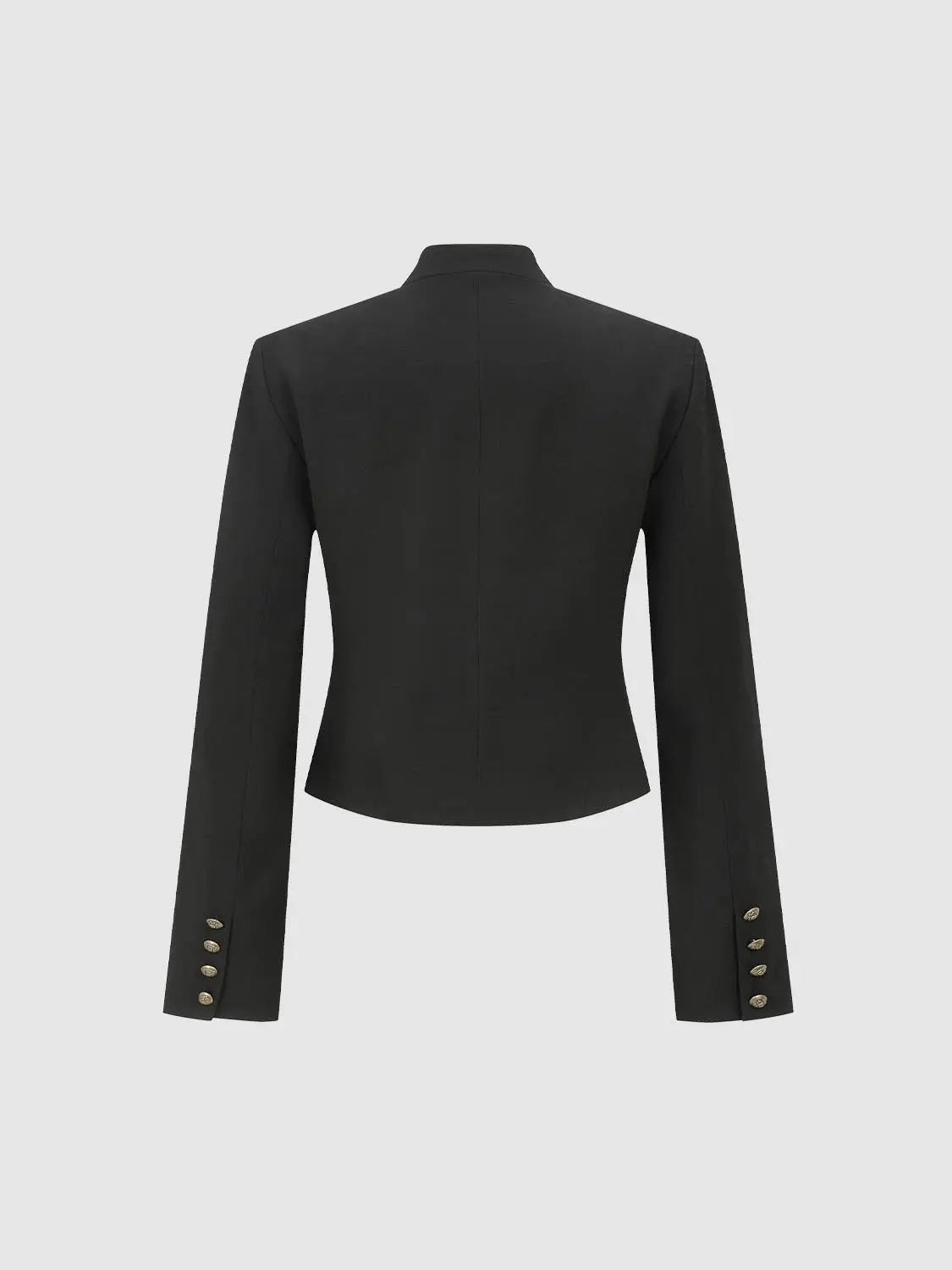 Jacket black cropped blazer with long sleeves and gold-tone cuff buttons