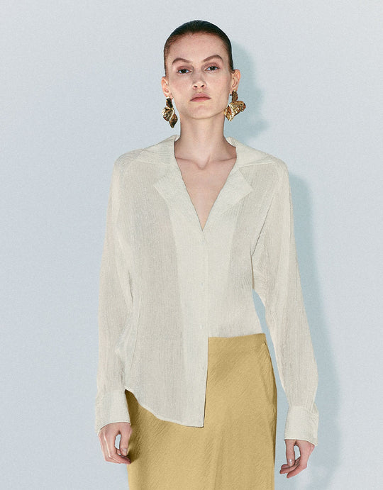 Chemise droite à boutons texturés