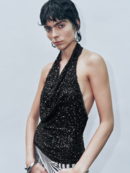 Top con scollo all'americana