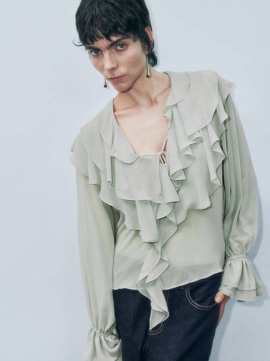 Rüschensaum Langarmshirts