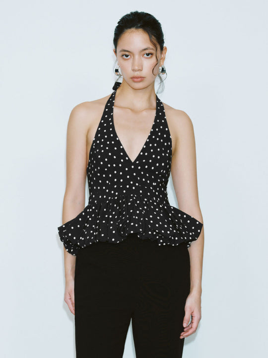 Polka Dot Halter Neck Cami Tops