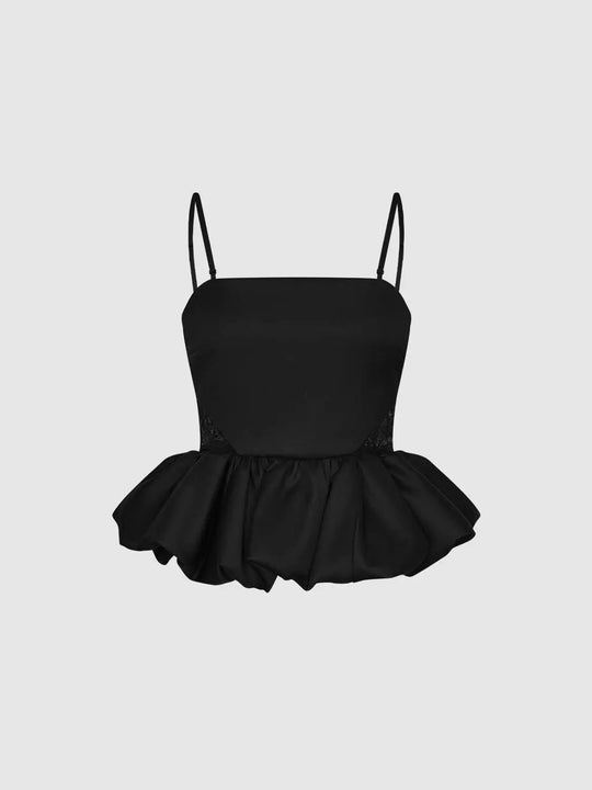 Wool Blend Peplum Ruffle Cami Tops